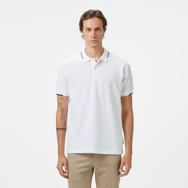  Nautica Erkek Beyaz Classic Fit Polo Yaka T-Shirt