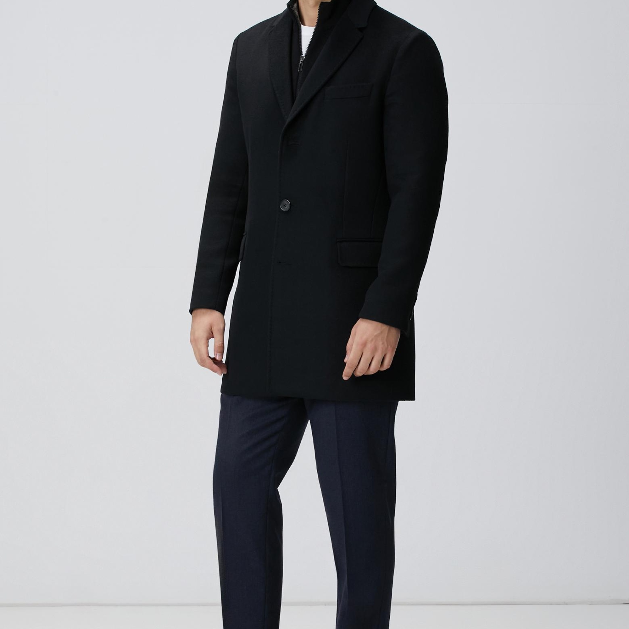 Network Erkek Siyah Dik Yaka Fermuarlı Triko Kazak