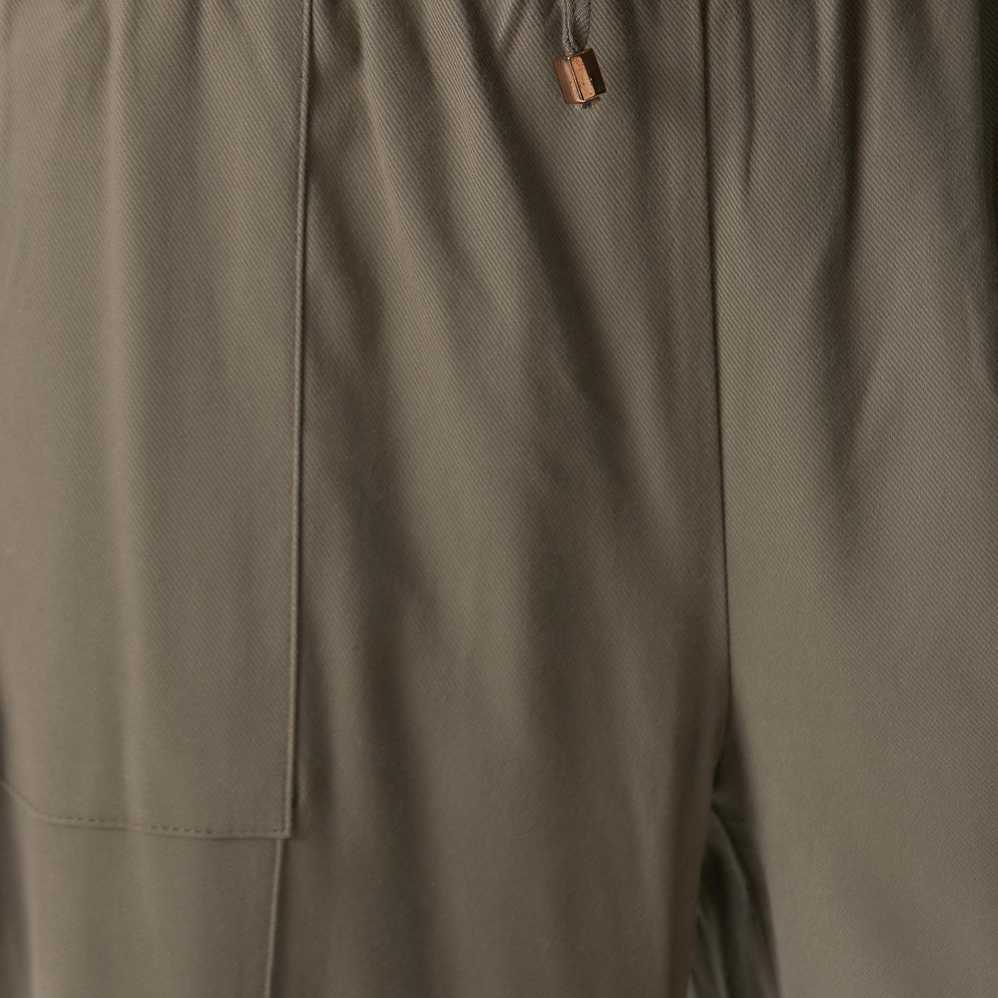 Network Kadın Haki İnce Diyagonal Desenli Tencel Pantolon