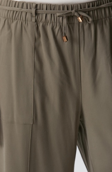  Network Kadın Haki İnce Diyagonal Desenli Tencel Pantolon