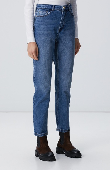  Network Kadın Koyu Mavi Mom Fit Denim Pantolon