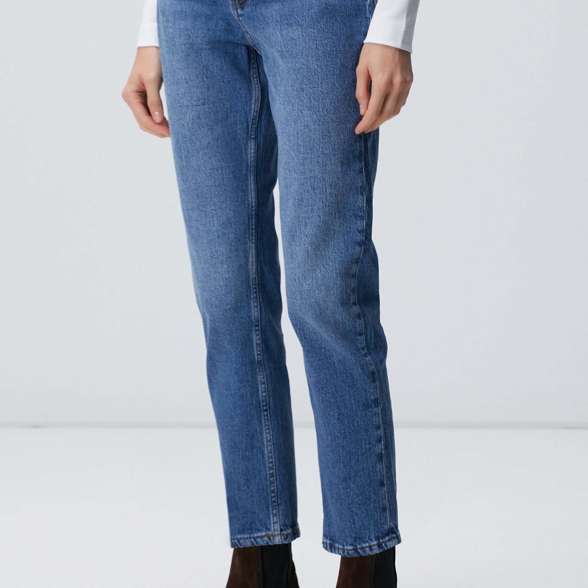 Network Kadın Koyu Mavi Mom Fit Denim Pantolon