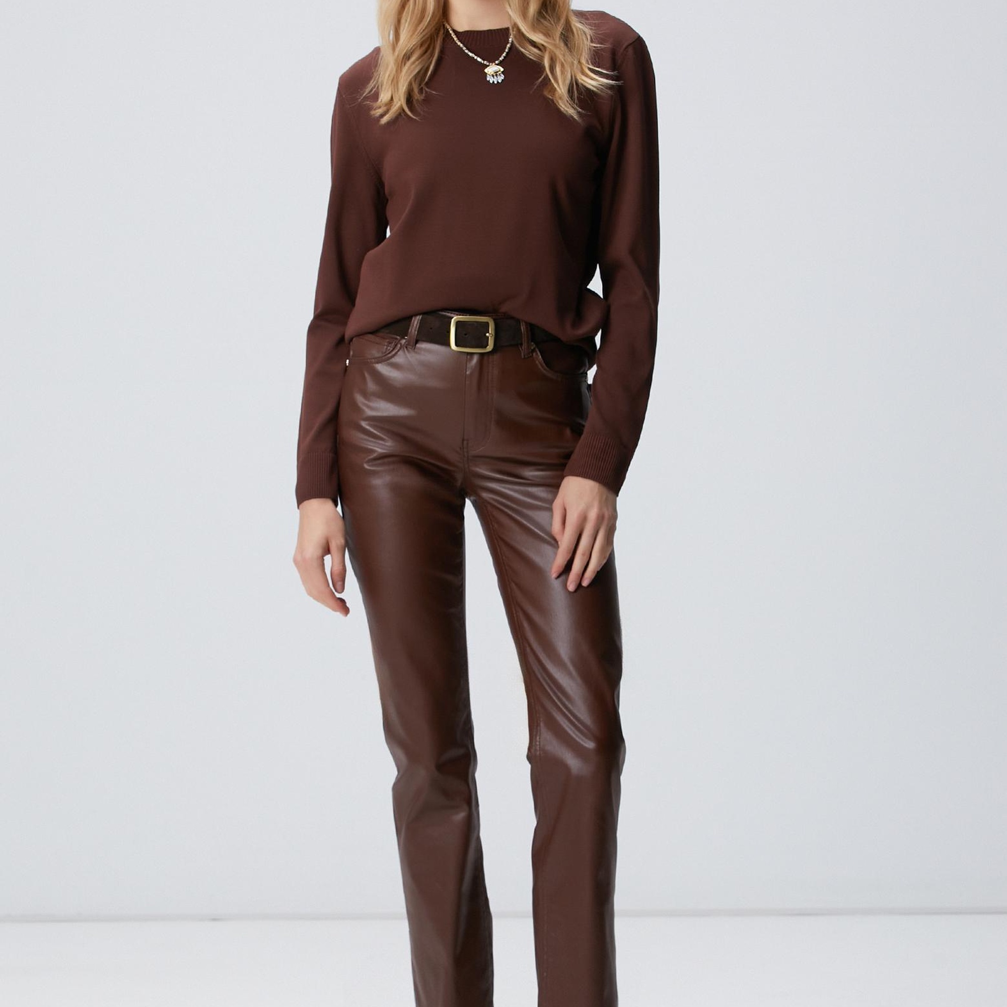 Network Kadın Kahverengi Basic Kazak