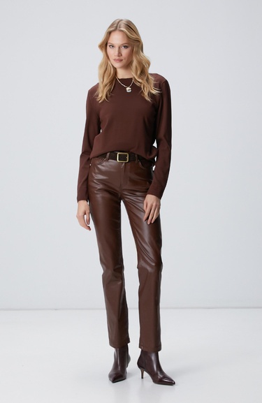  Network Kadın Kahverengi Basic Kazak