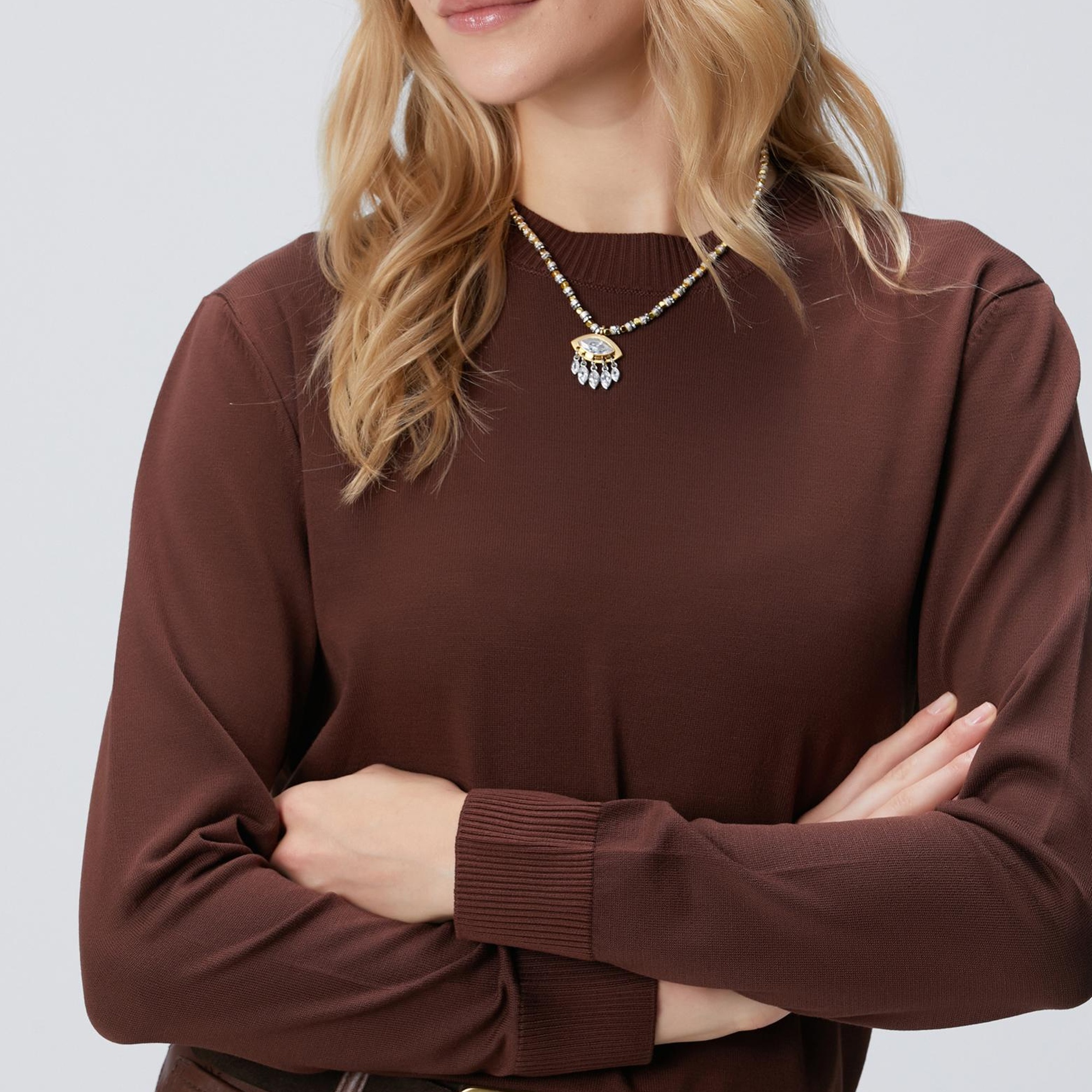 Network Kadın Kahverengi Basic Kazak