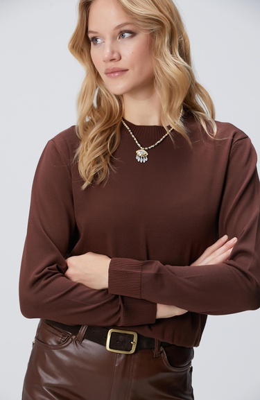  Network Kadın Kahverengi Basic Kazak