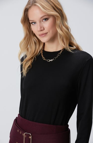  Network Kadın Siyah Basic Kazak