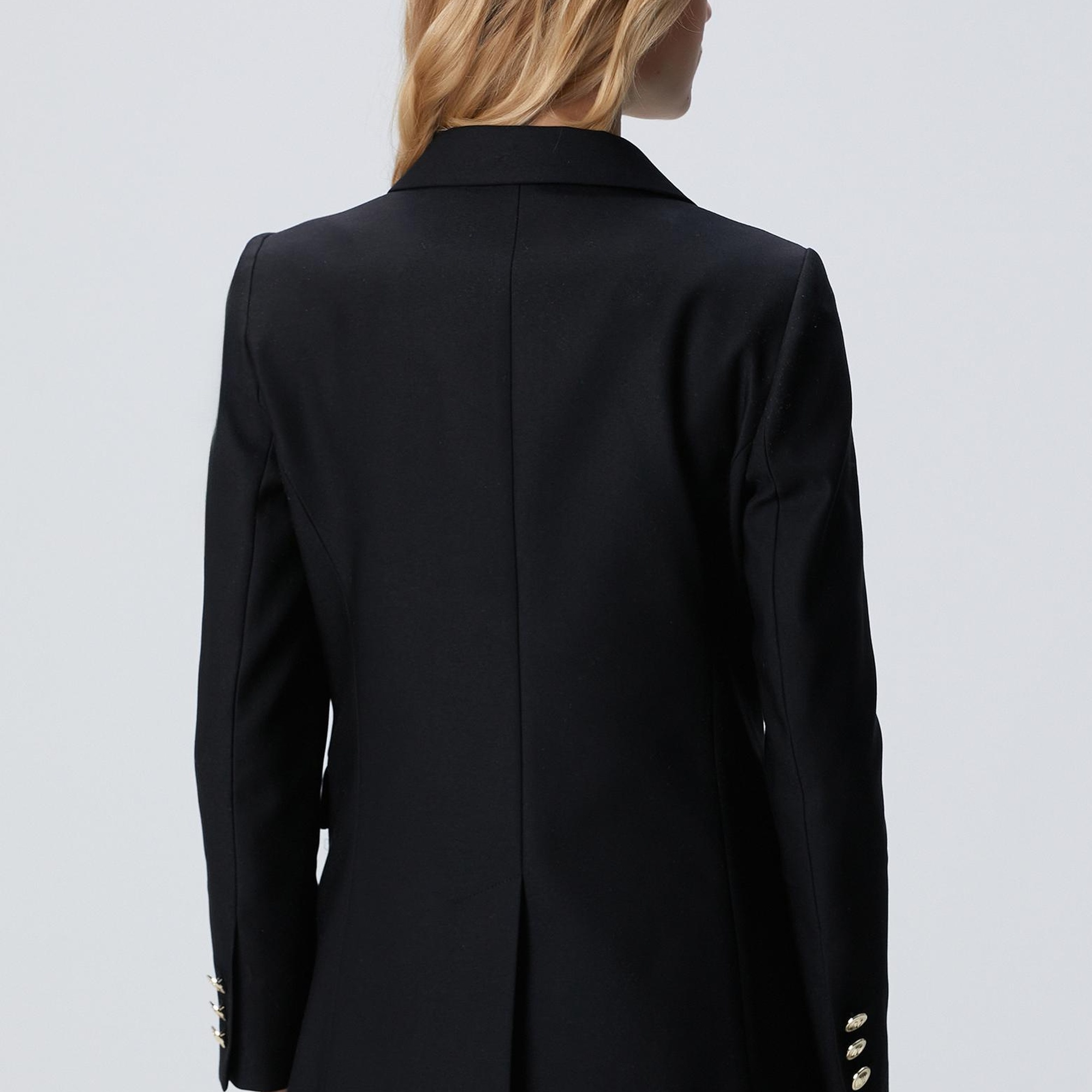 Network Kadın Siyah N Logolu Metal Düğmeli Kruvaze Ceket