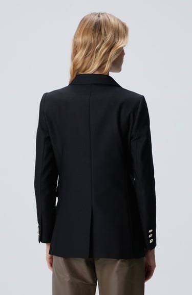  Network Kadın Siyah N Logolu Metal Düğmeli Kruvaze Ceket