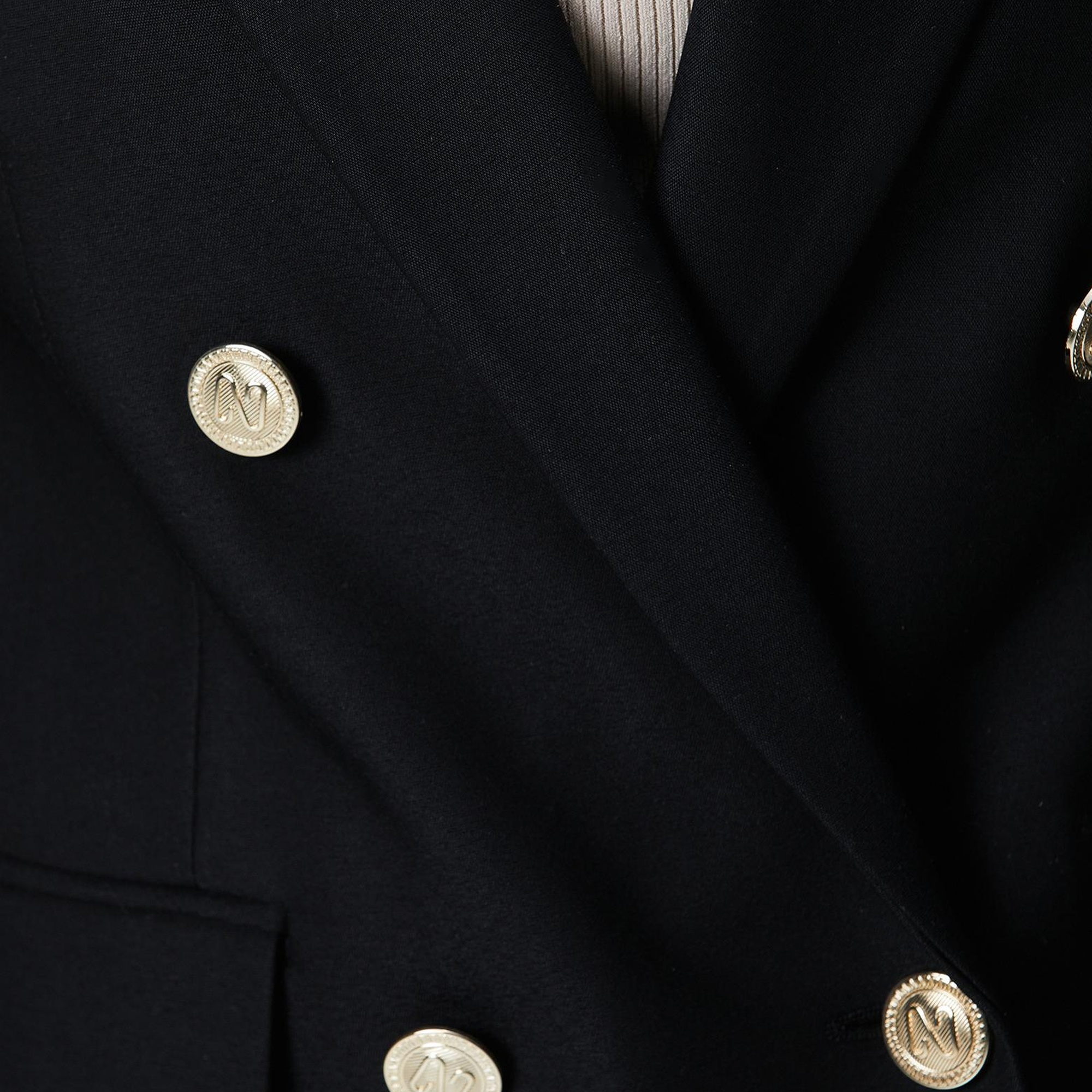 Network Kadın Siyah N Logolu Metal Düğmeli Kruvaze Ceket