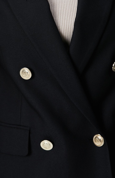  Network Kadın Siyah N Logolu Metal Düğmeli Kruvaze Ceket