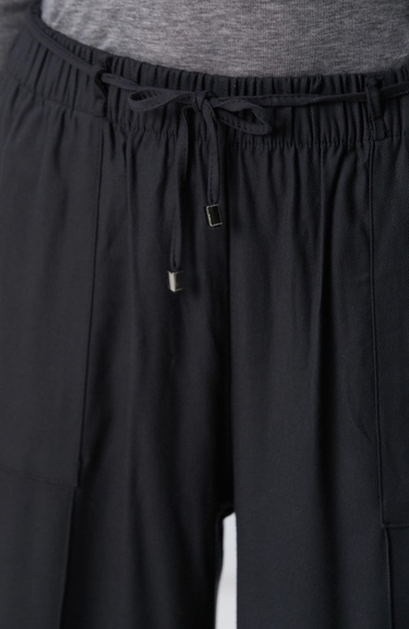  Network Kadın Antrasit İnce Diyagonal Desenli Tencel Pantolon