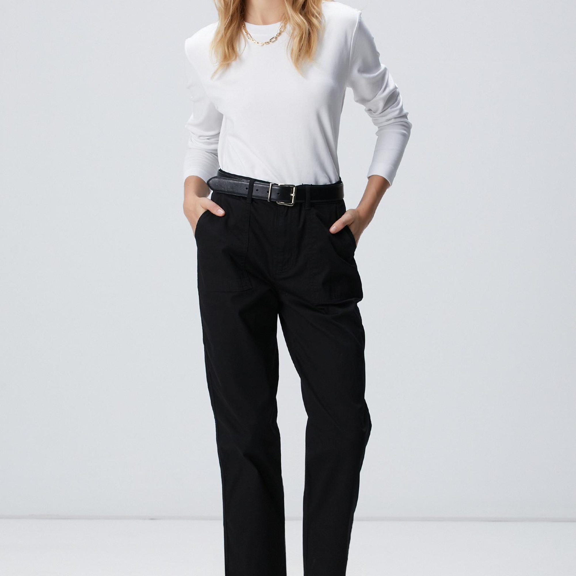 Network Kadın Siyah Boru Paça Casual Pantolon