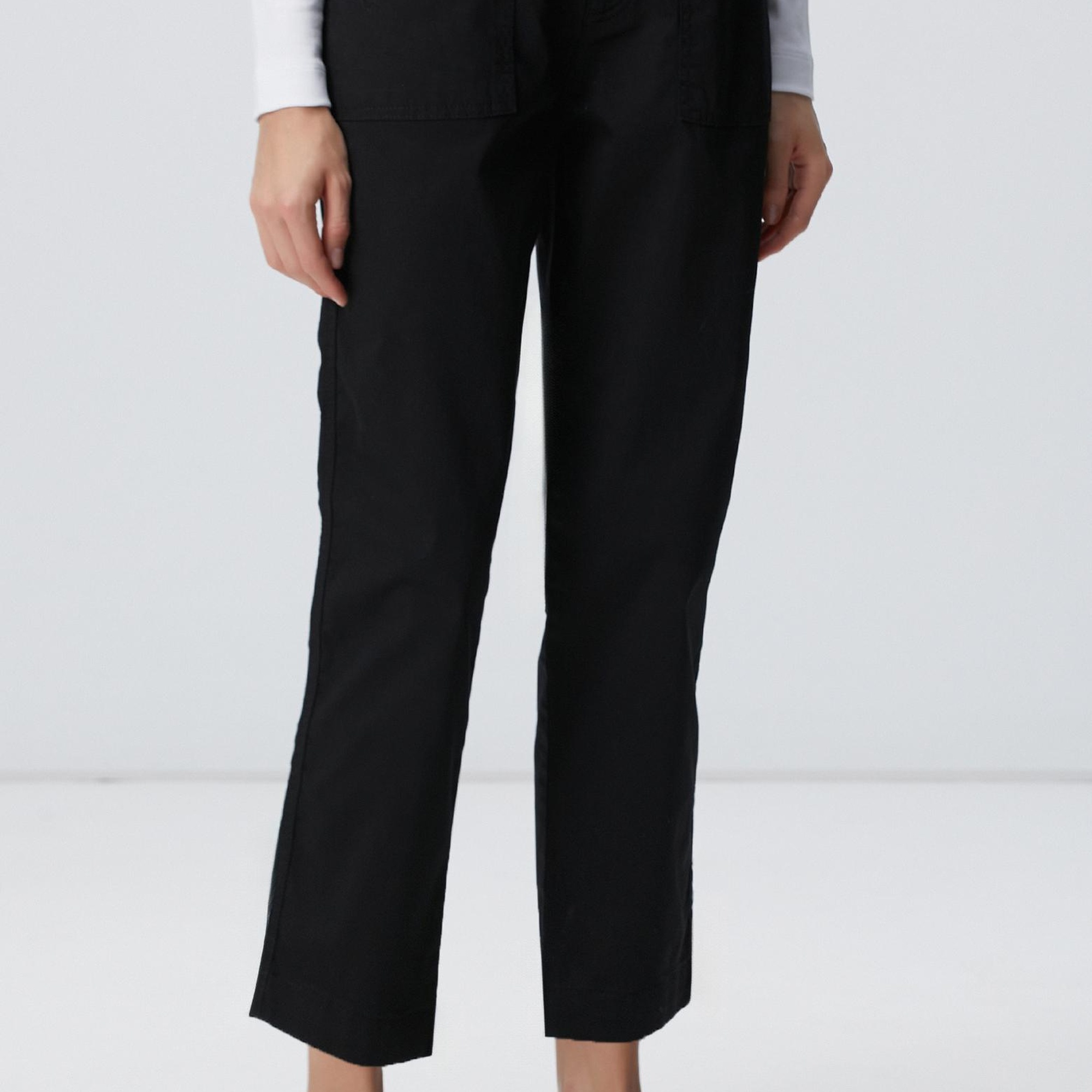 Network Kadın Siyah Boru Paça Casual Pantolon