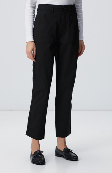  Network Kadın Siyah Boru Paça Casual Pantolon