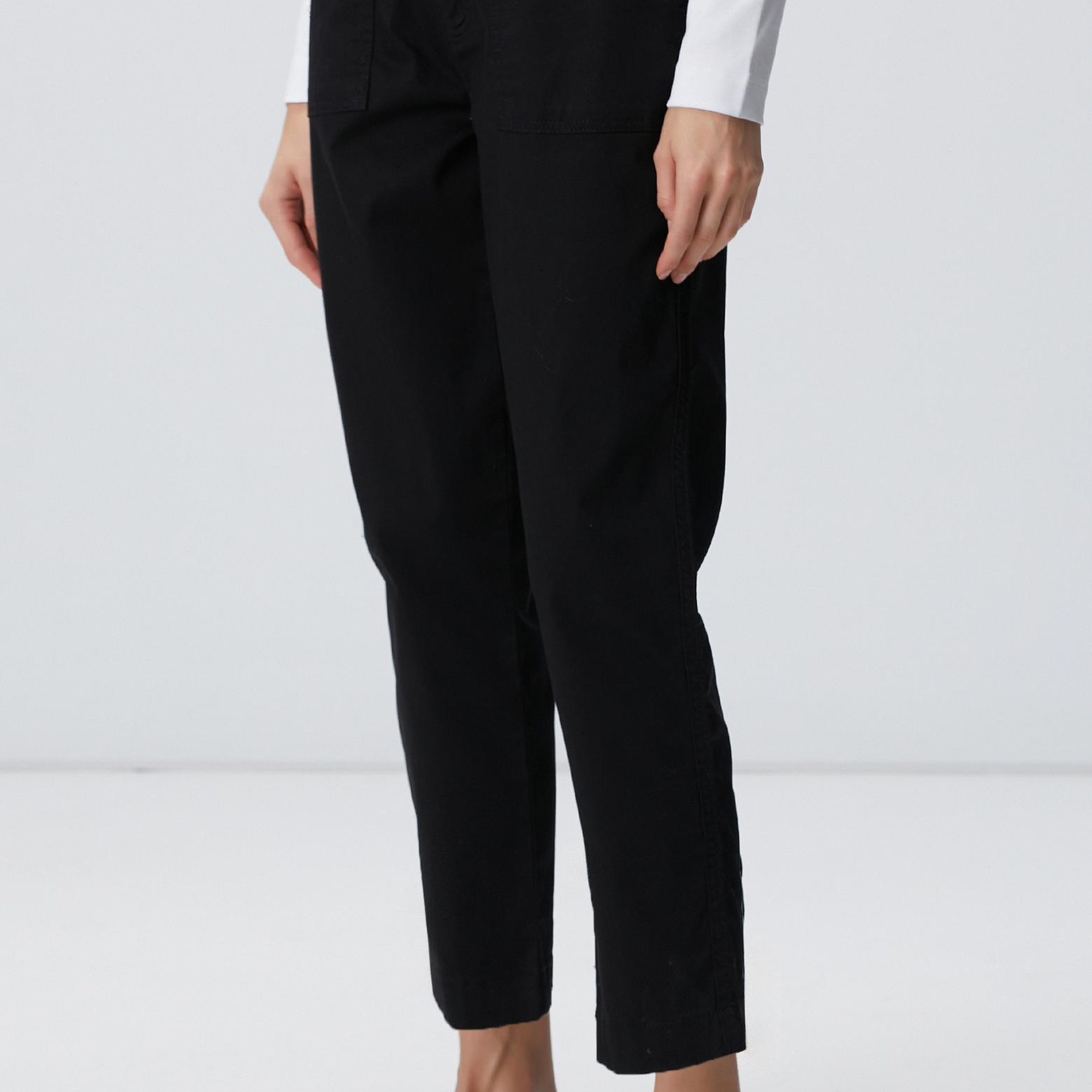 Network Kadın Siyah Boru Paça Casual Pantolon