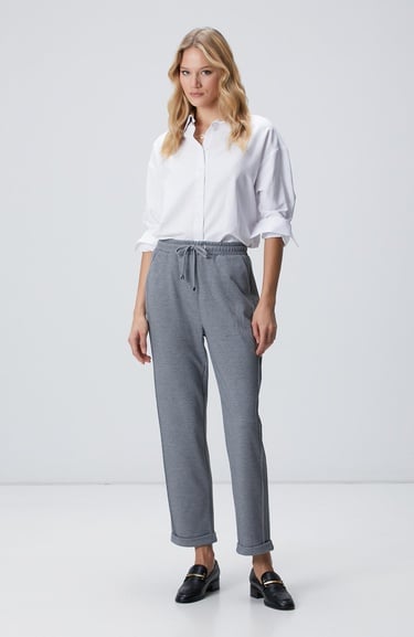  Network Kadın Gri Dikiş Detaylı Casual Pantolon