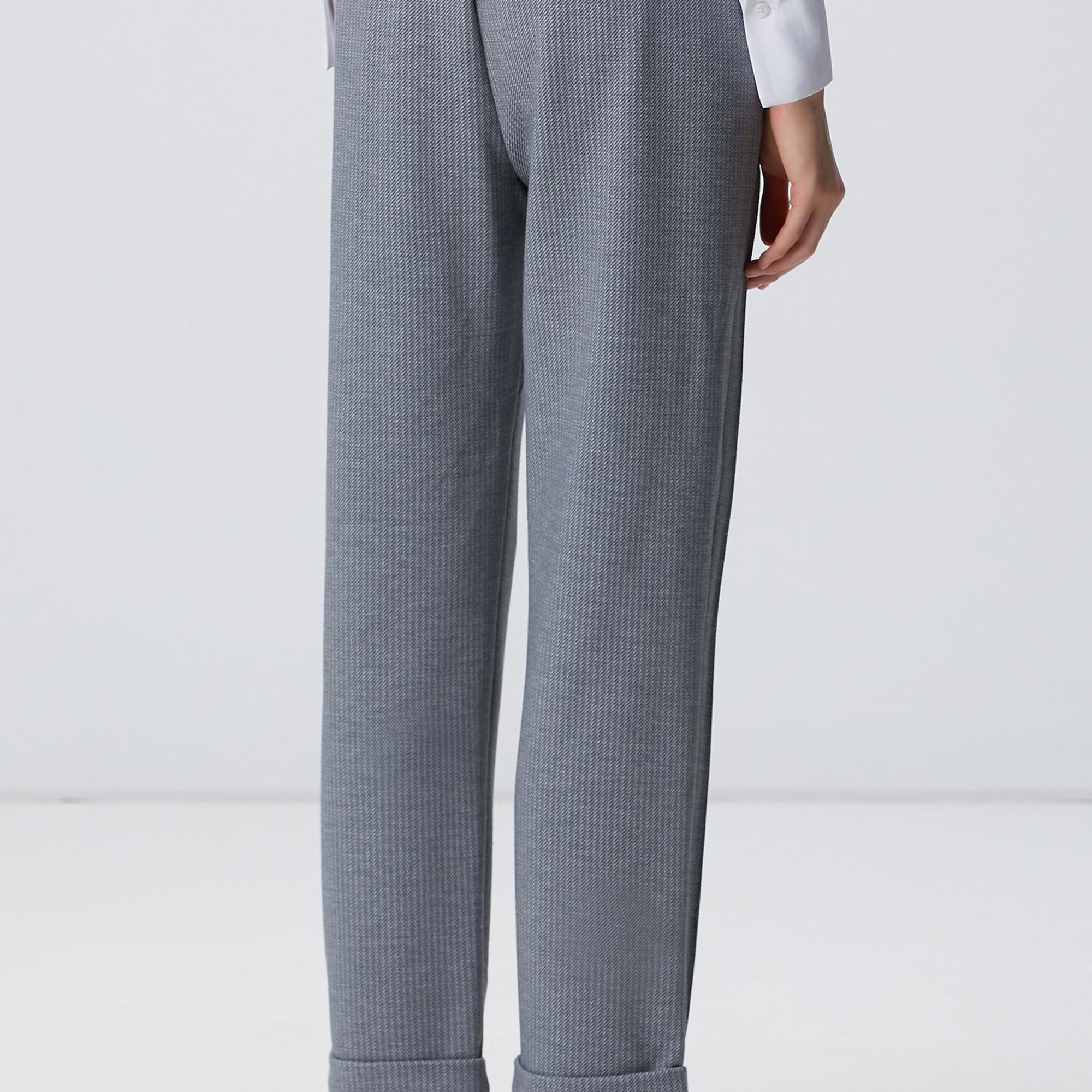 Network Kadın Gri Dikiş Detaylı Casual Pantolon