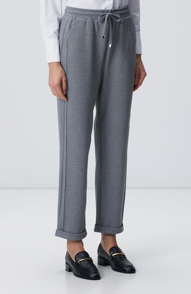  Network Kadın Gri Dikiş Detaylı Casual Pantolon
