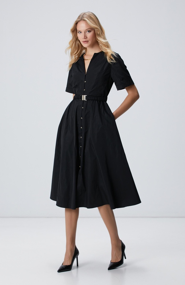  Network Kadın Siyah Tafta Elbise