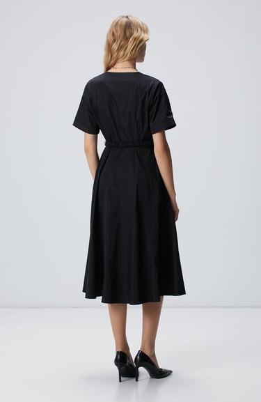  Network Kadın Siyah Tafta Elbise