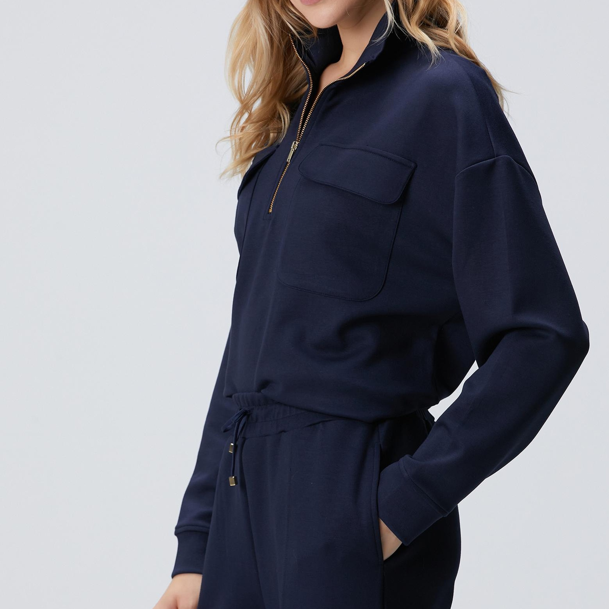 Network Kadın Lacivert Fermuarlı Sweatshirt