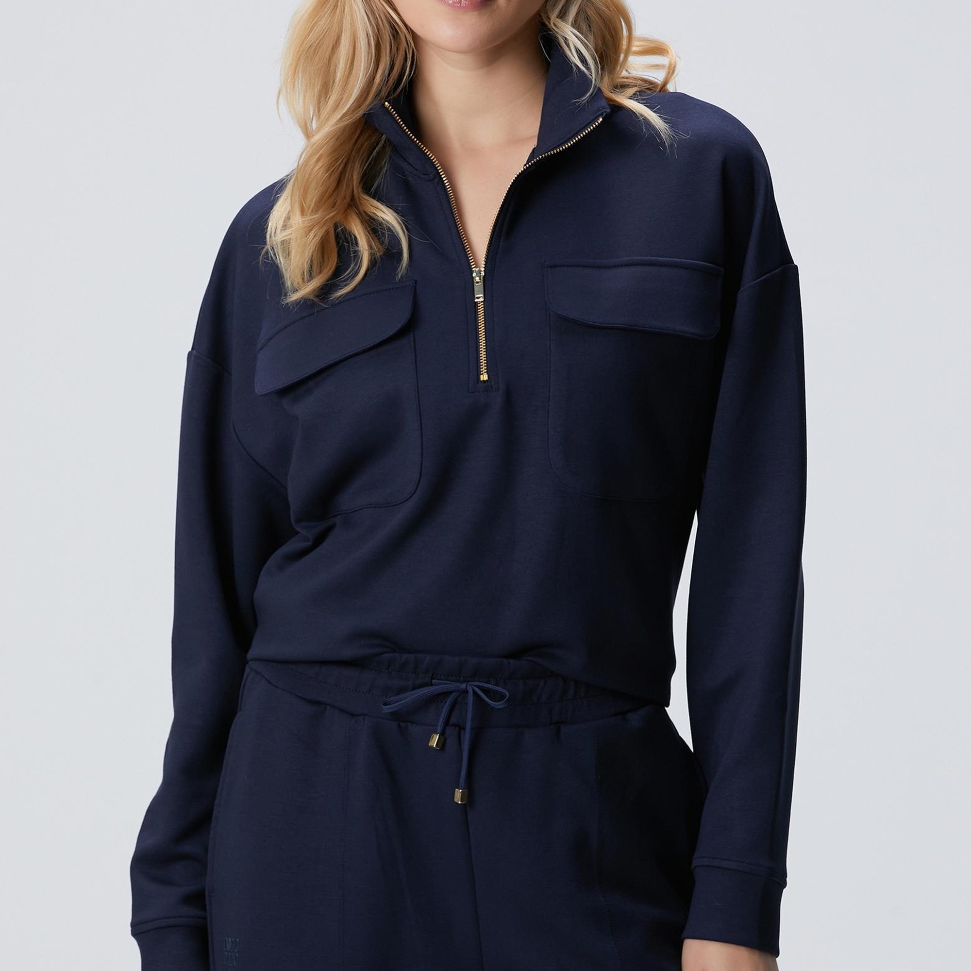 Network Kadın Lacivert Fermuarlı Sweatshirt