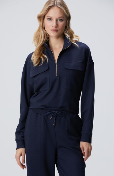  Network Kadın Lacivert Fermuarlı Sweatshirt