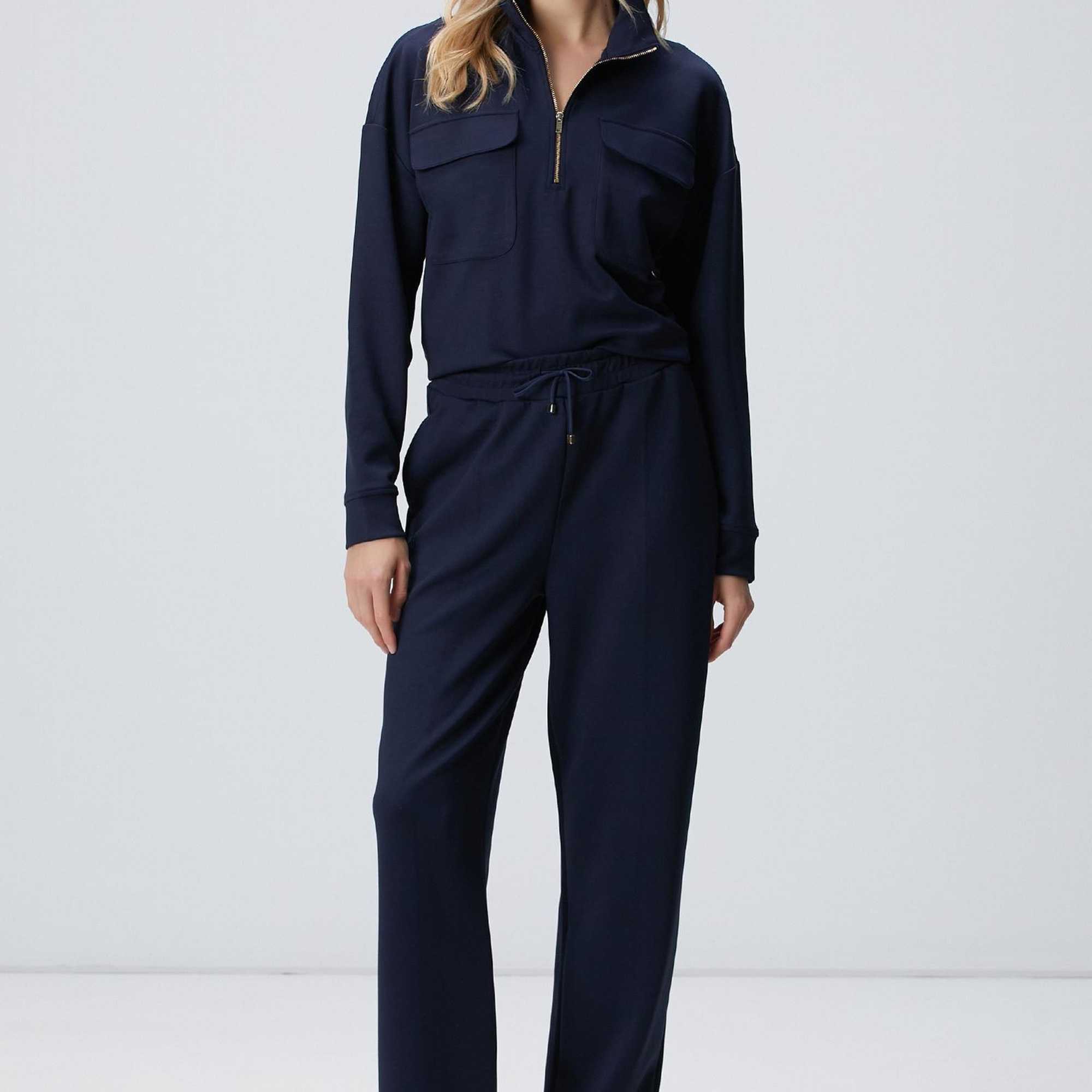 Network Kadın Lacivert Fermuarlı Sweatshirt