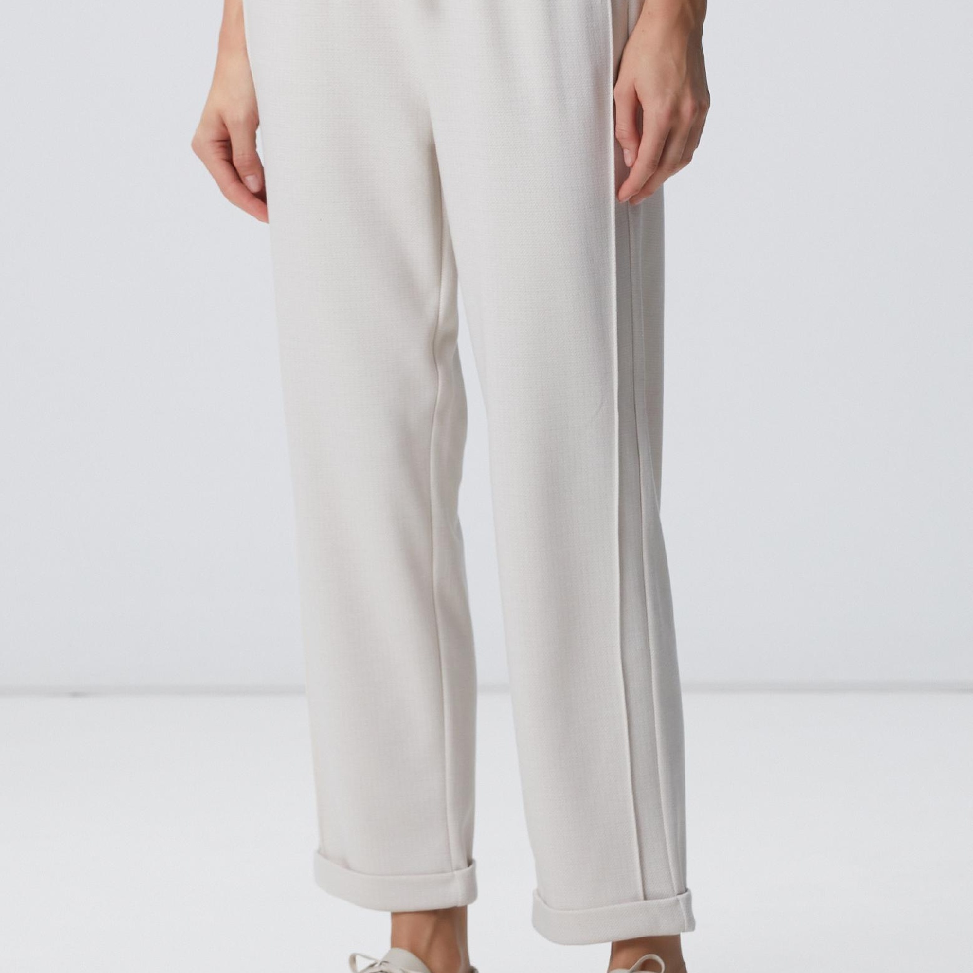 Network Kadın Bej Dikiş Detaylı Casual Pantolon