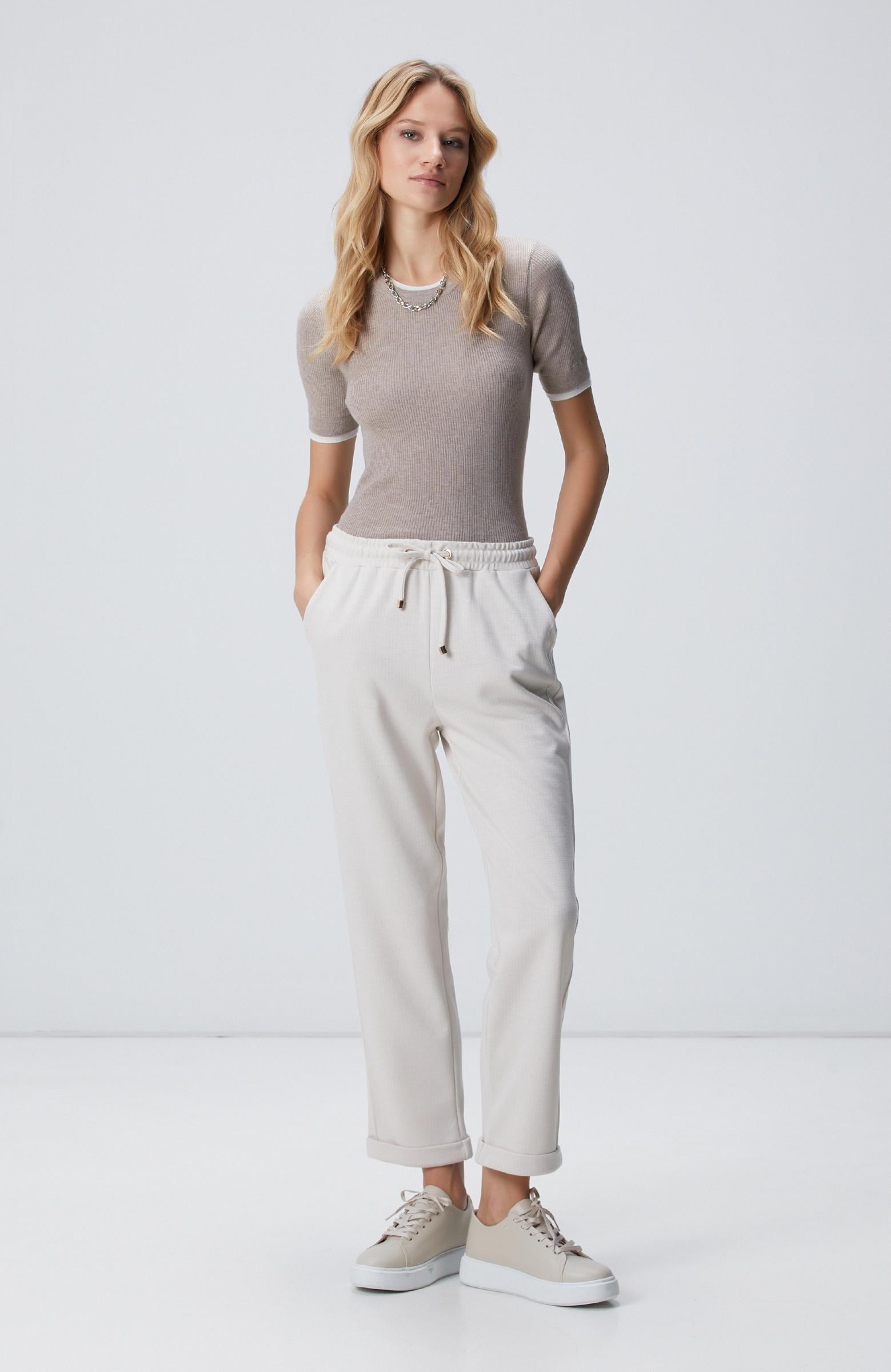  Network Kadın Bej Dikiş Detaylı Casual Pantolon