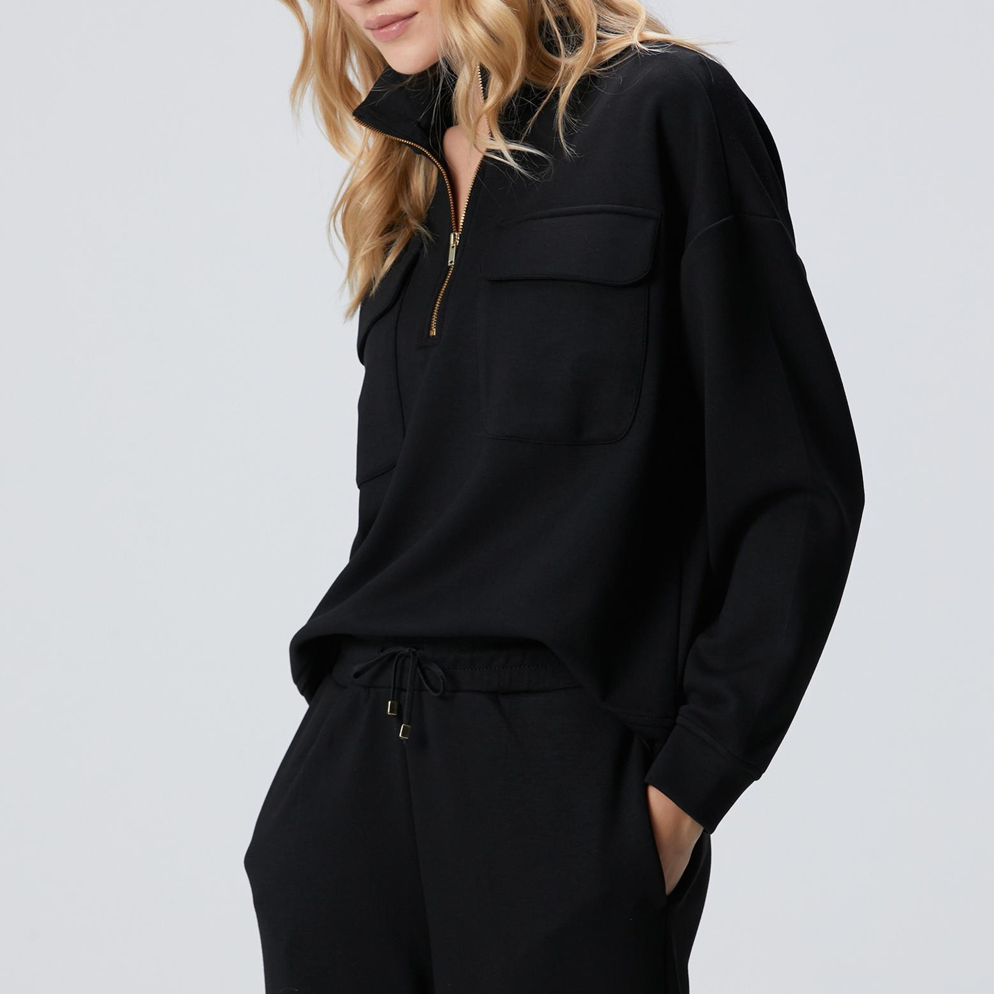 Network Kadın Siyah Fermuarlı Sweatshirt