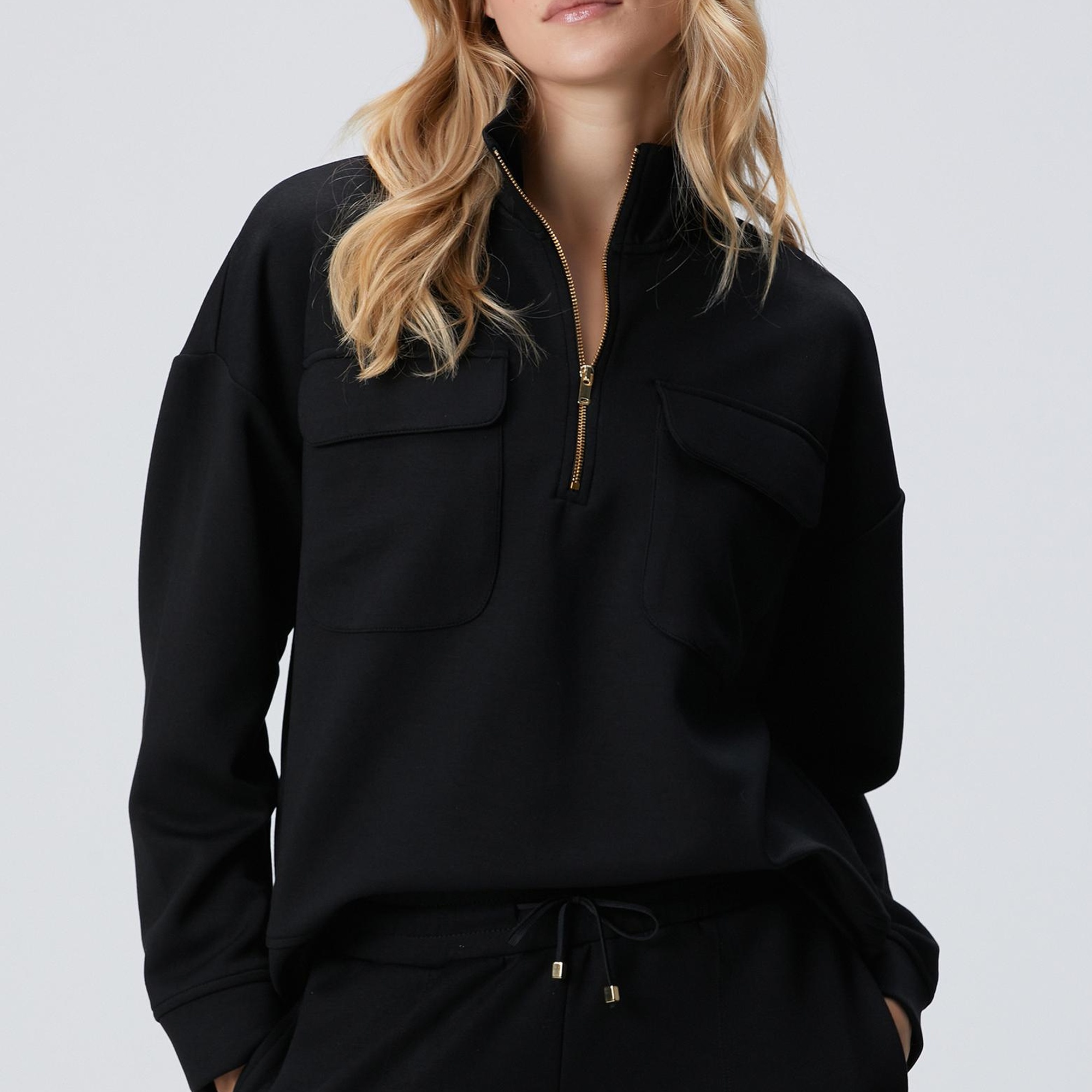 Network Kadın Siyah Fermuarlı Sweatshirt