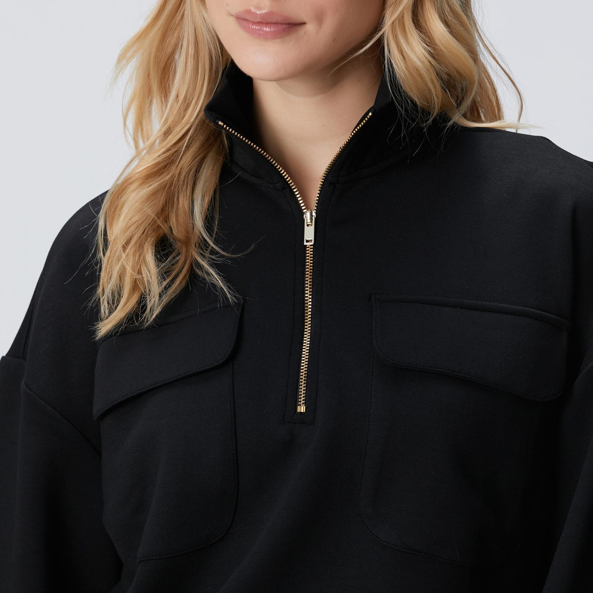 Network Kadın Siyah Fermuarlı Sweatshirt