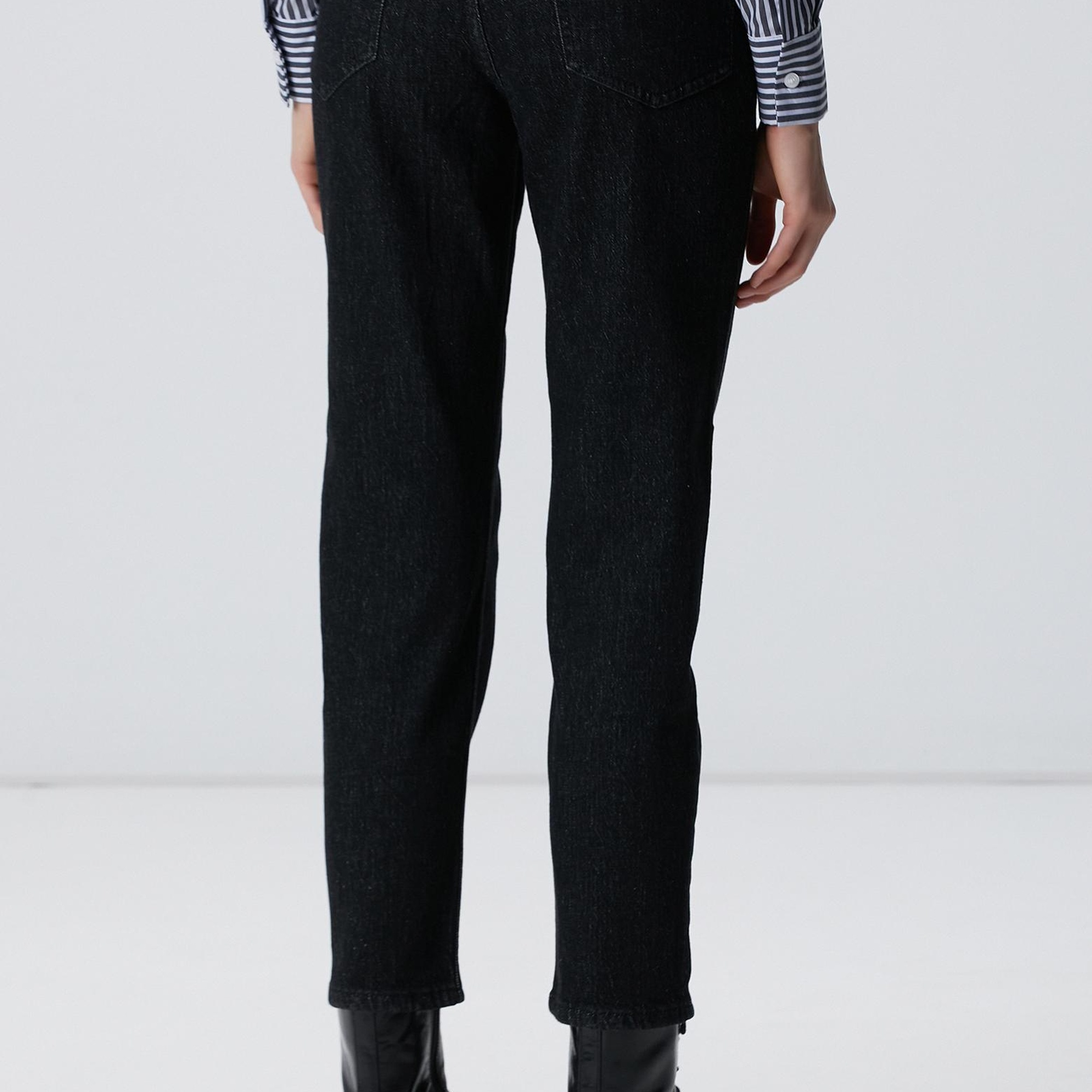 Network Kadın Siyah Mom Fit Denim Pantolon