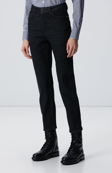  Network Kadın Siyah Mom Fit Denim Pantolon