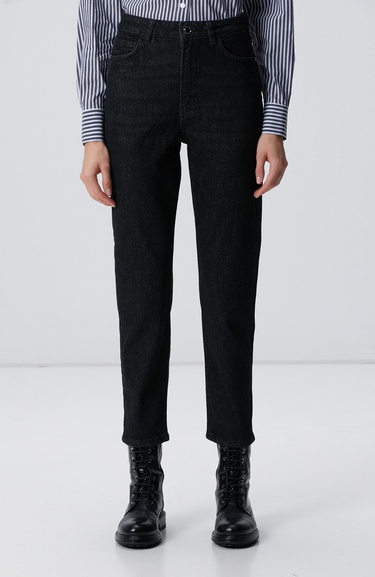  Network Kadın Siyah Mom Fit Denim Pantolon