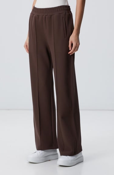  Network Kadın Kahverengi Bol Paça Basic Eşofman