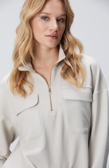  Network Kadın Taş Fermuarlı Sweatshirt