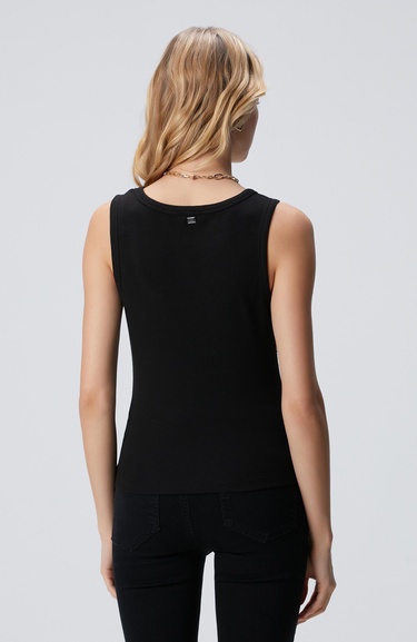  Network Kadın Siyah Yüzücü Form Taş Baskılı Kaşkorse Atlet