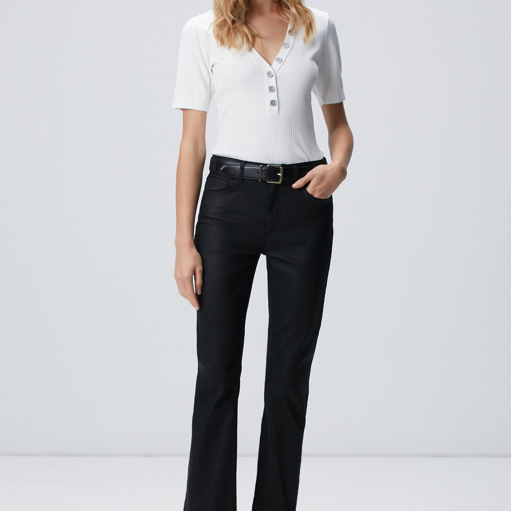 Network Kadın Siyah Kaplama Casual Pantolon