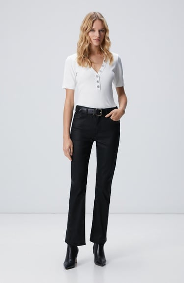  Network Kadın Siyah Kaplama Casual Pantolon