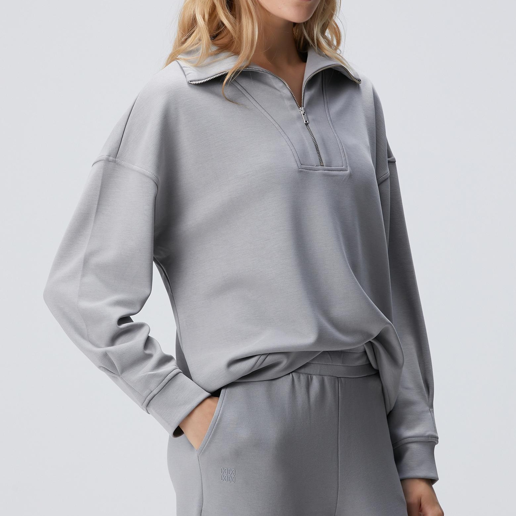 Network Kadın Gri Fermuarlı Sweatshirt