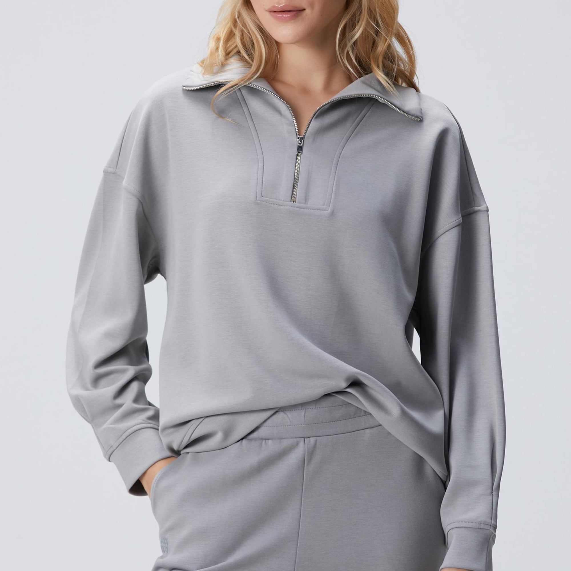 Network Kadın Gri Fermuarlı Sweatshirt