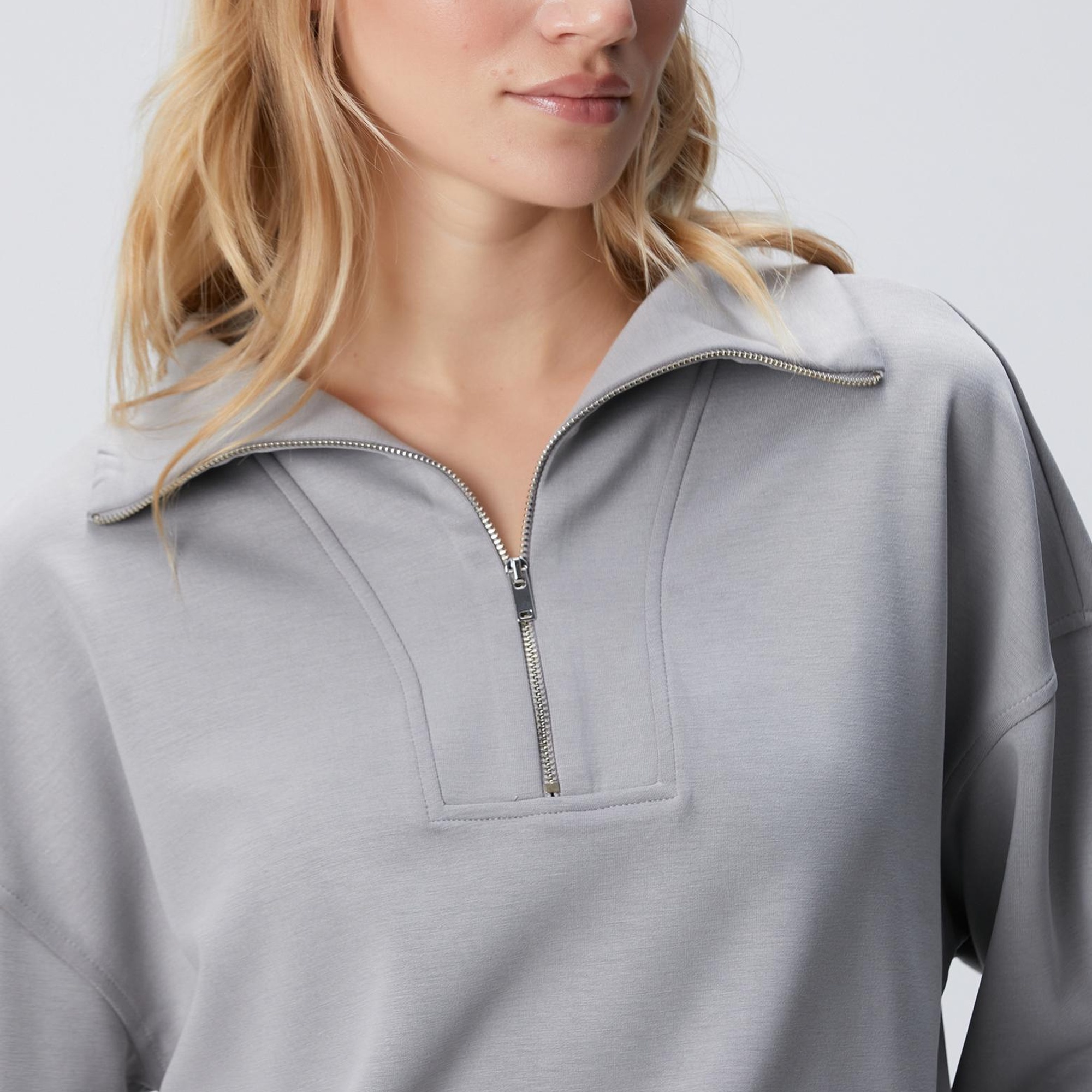 Network Kadın Gri Fermuarlı Sweatshirt
