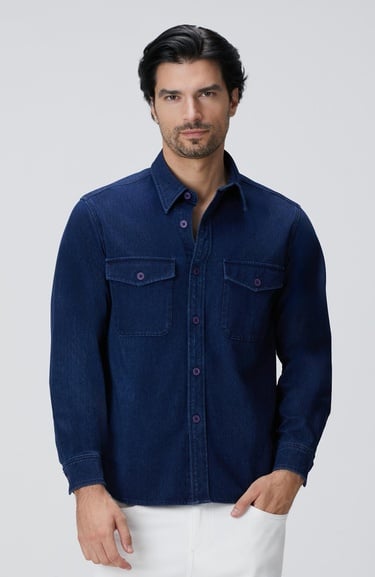  Network Erkek İndigo Denim Gömlek