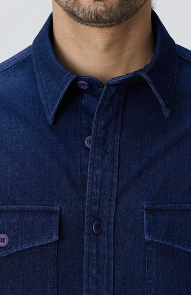  Network Erkek İndigo Denim Gömlek