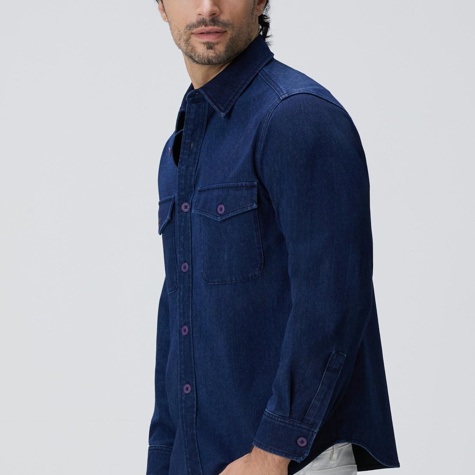 Network Erkek İndigo Denim Gömlek