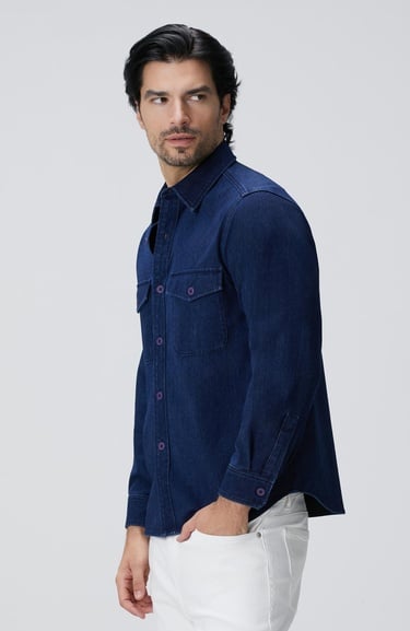  Network Erkek İndigo Denim Gömlek