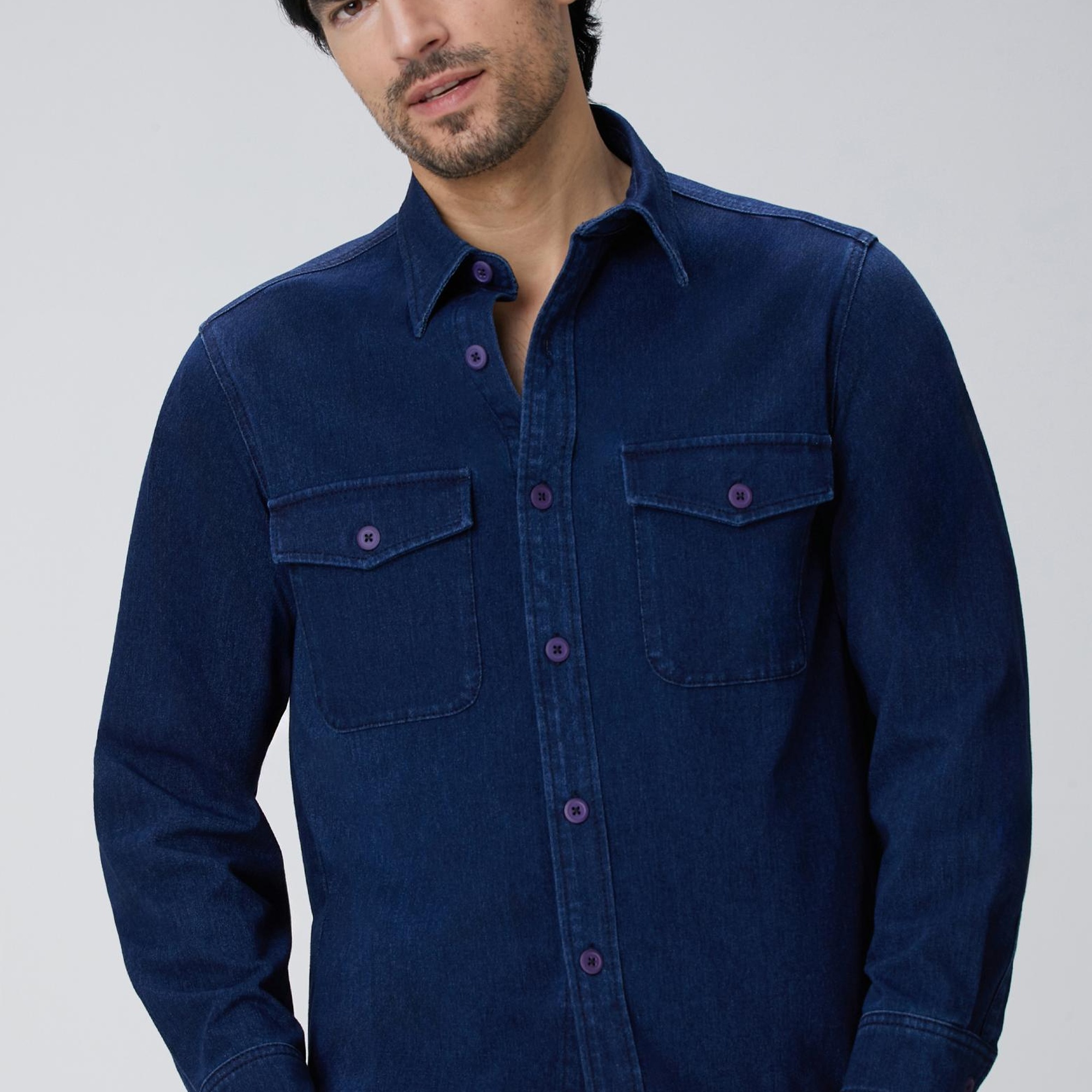 Network Erkek İndigo Denim Gömlek